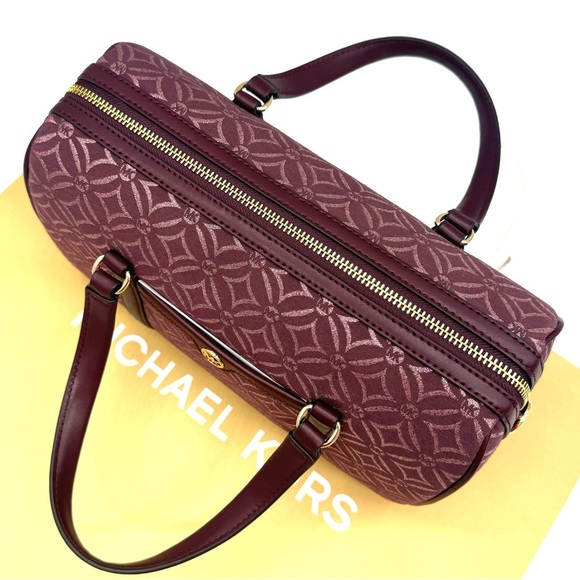 Michael Kors Medium Travel Duffle Satchel Bag Ox Blood Multi - Picture 7 of 11